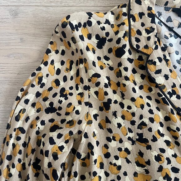 Zara Women's Medium Long Sleeve Animal Print Pajama Style Blouse - Picture 3 of 5